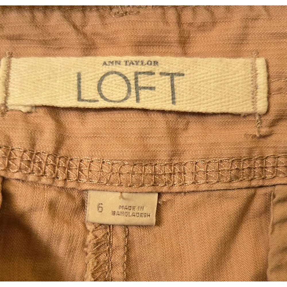 Ann Taylor Loft Womens Rose Ripstop Cargo Cropped Pants Drawstring Hem Size 6 - Picture 8 of 8